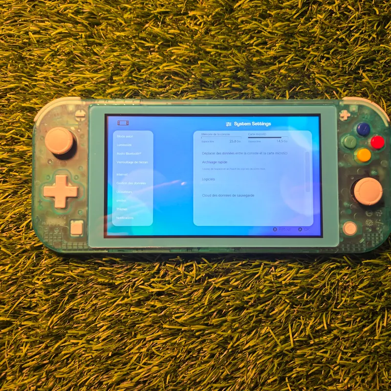 Nintendo Switch Lite Custom Verte Transparente — Boutons rétro Super Famicom, 128 Go — vue 7